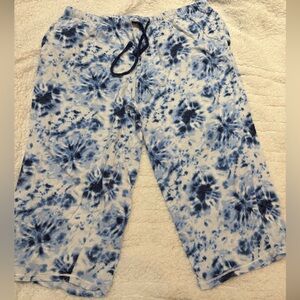 Blue and White Tie-Dye Cropped PJ Pants